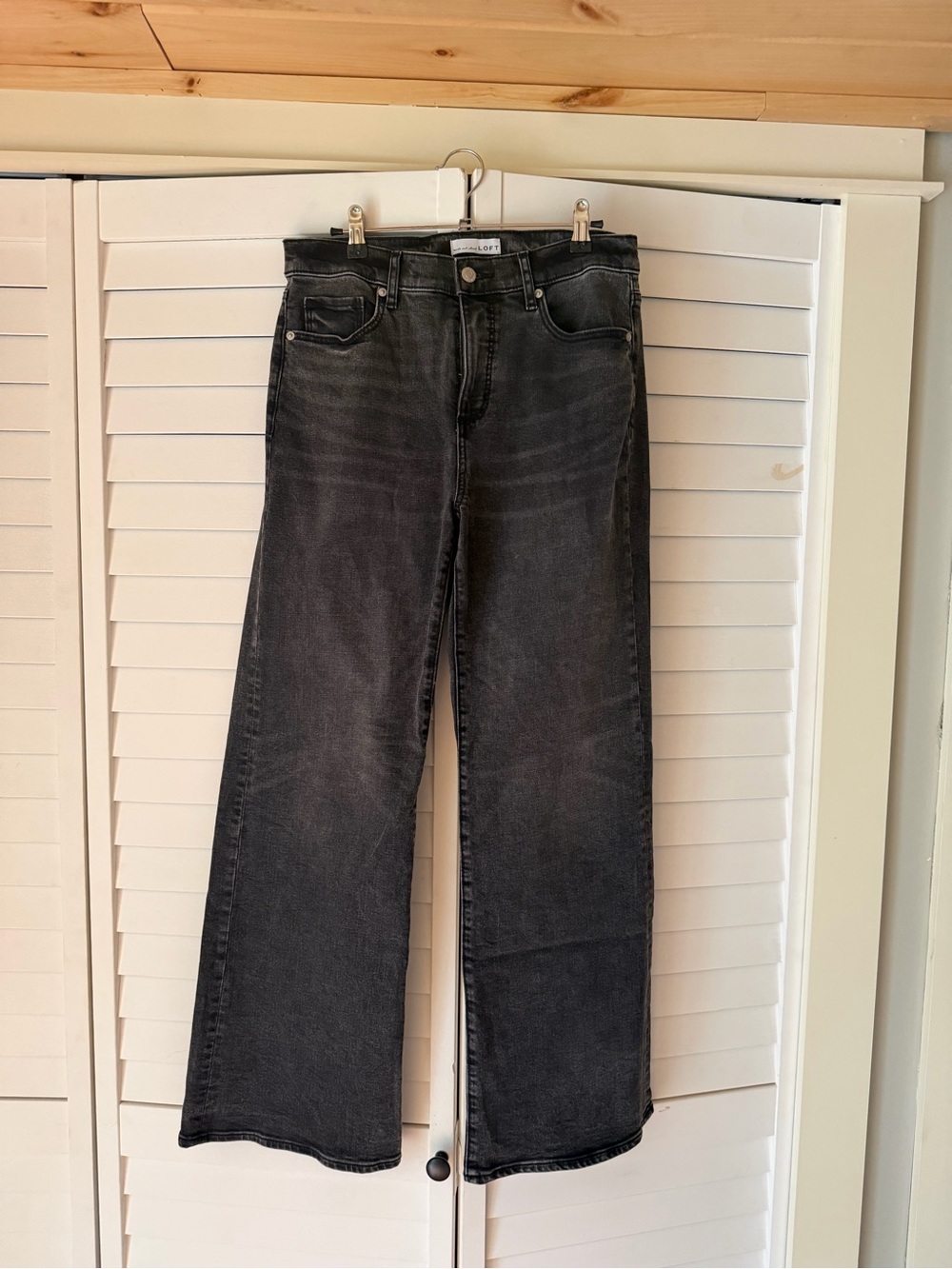 LOFT High-Rise Wide Leg Jeans in Washed Black